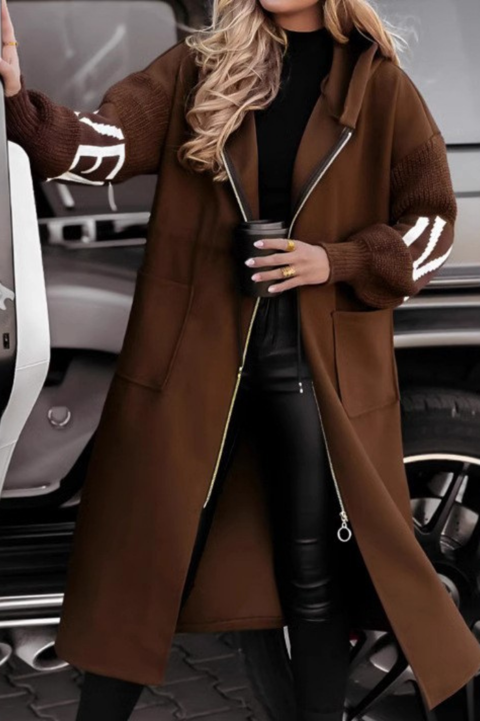 FELICIA | KNIT-SLEEVE HOODED JACKET